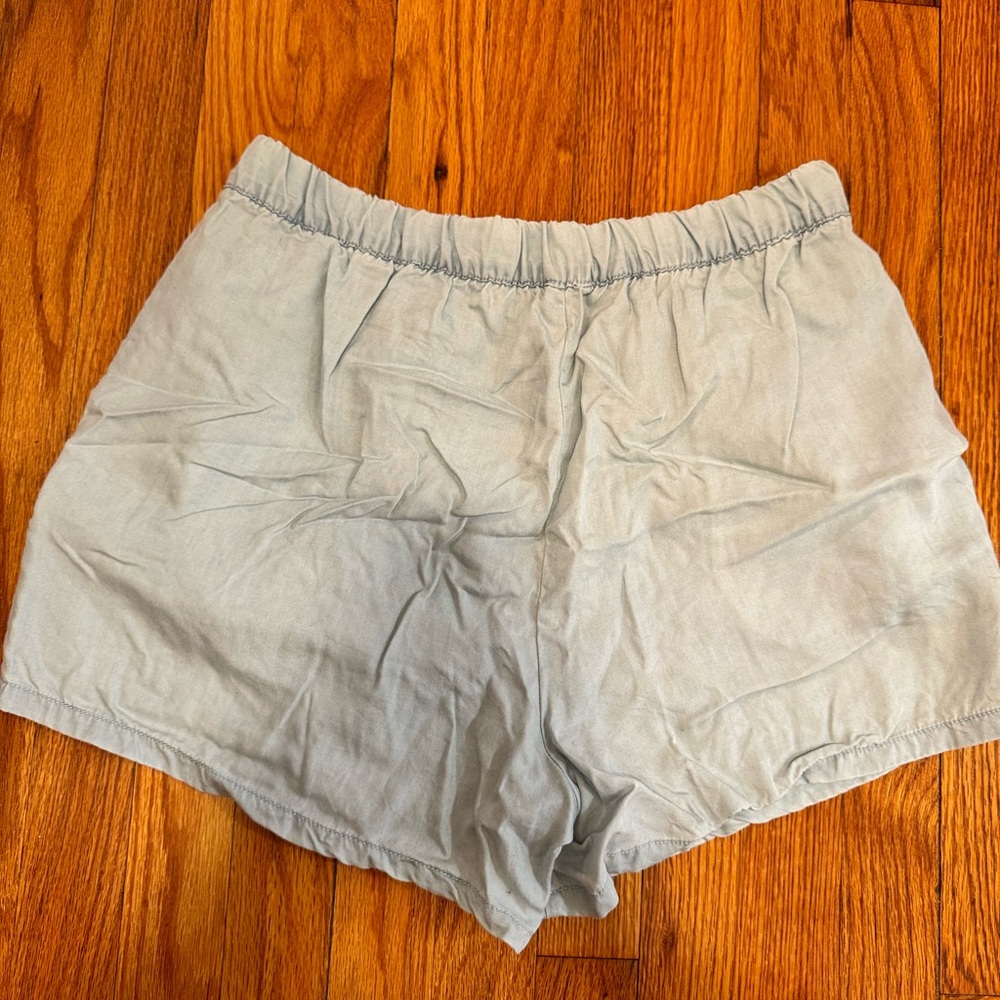 Zara Light Blue Elastic Band Shorts With Pockets